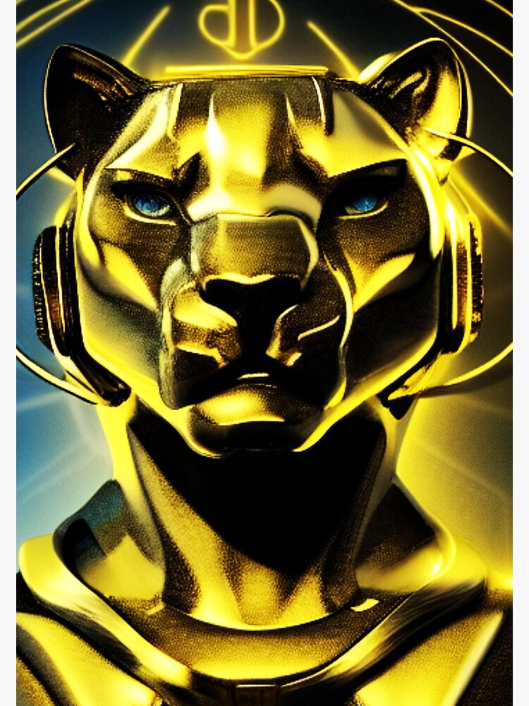 Gold Lioness on Headphones Sticker