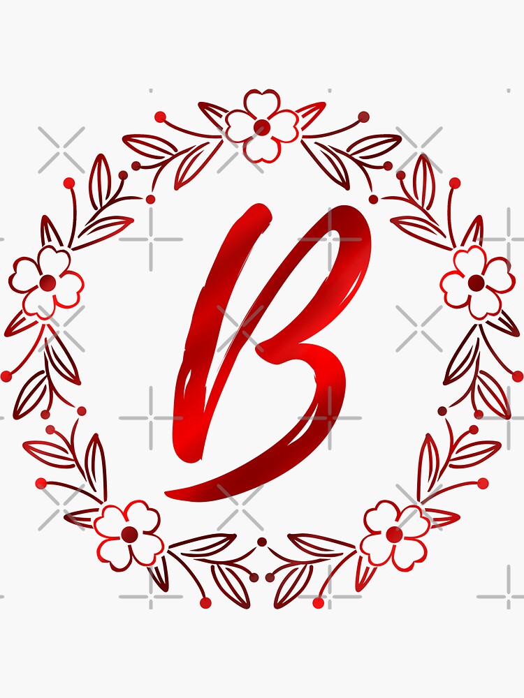 "B Initial Red Flowers Monogram - Letter B / Alphabet B / Monogram B ...