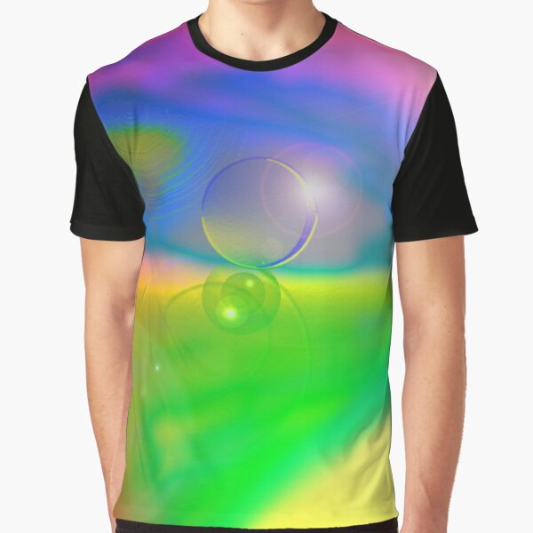 Misty Cross In Colorful Heaven With Orbs Graphic T-Shirt