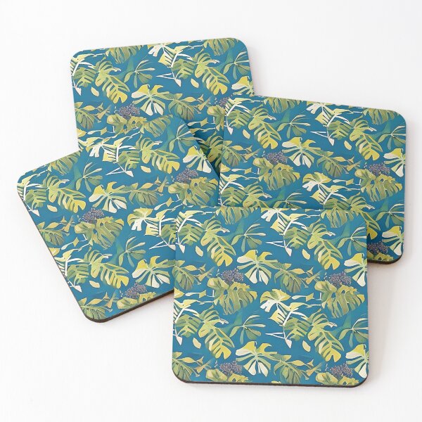 Item preview, Van Gogh Style Monstera Leaves Leaf with Purple Fruit Berries Painting Pattern designed and sold by sunflowerlight.