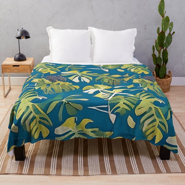 Item preview, Van Gogh Style Monstera Leaves Leaf with Purple Fruit Berries Painting Pattern designed and sold by sunflowerlight.