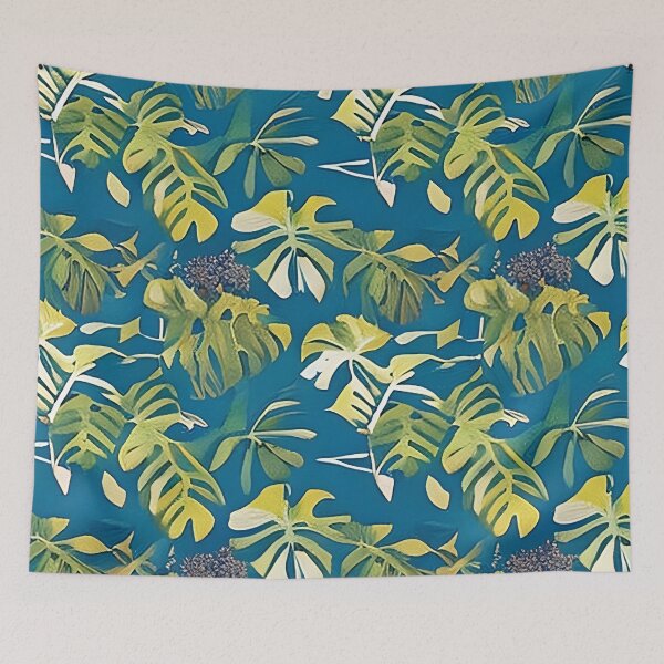 Item preview, Van Gogh Style Monstera Leaves Leaf with Purple Fruit Berries Painting Pattern designed and sold by sunflowerlight.