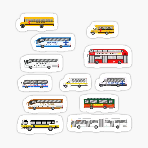 Buses - The Kids' Picture Show - Pixel Art Sticker