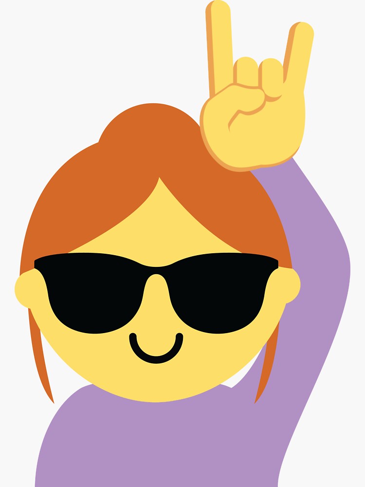 "Rock Sign Girl Emoji " Sticker by HippoEmo Redbubble
