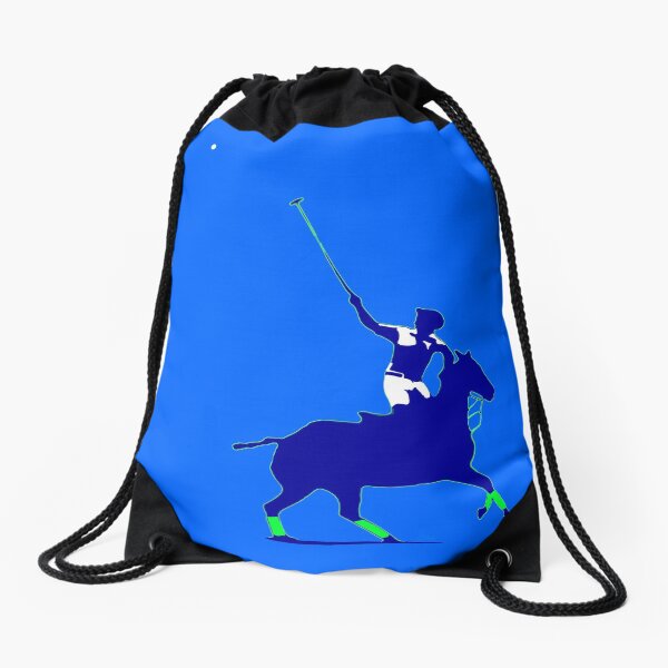 BLUE power polo player Drawstring Bag