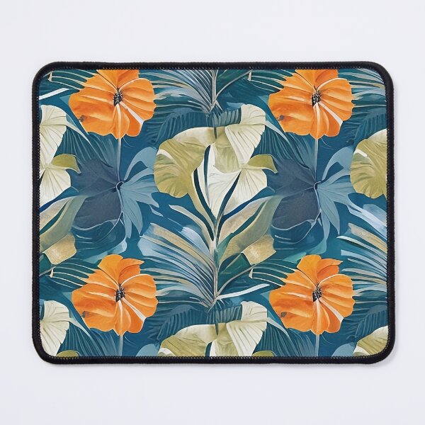 Item preview, Abstract Monstera Leaf with Van Gogh Style Leaves and Orange Flower Accent Pattern designed and sold by sunflowerlight.