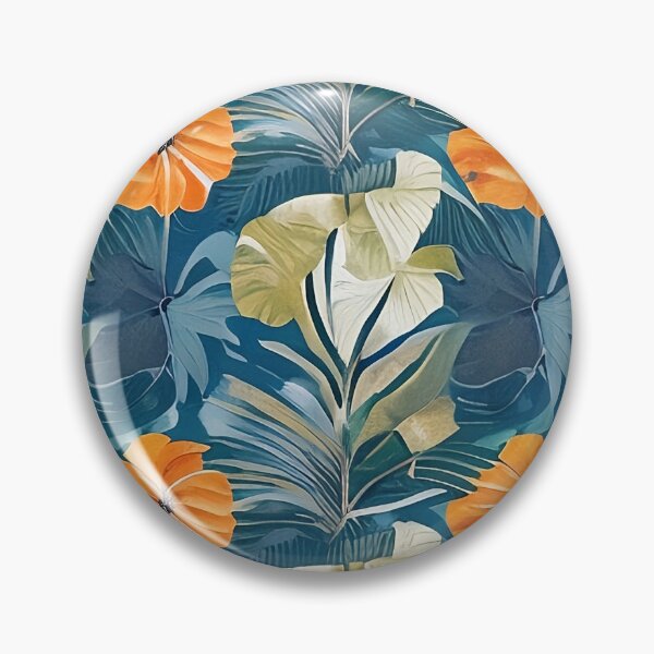 Item preview, Abstract Monstera Leaf with Van Gogh Style Leaves and Orange Flower Accent Pattern designed and sold by sunflowerlight.