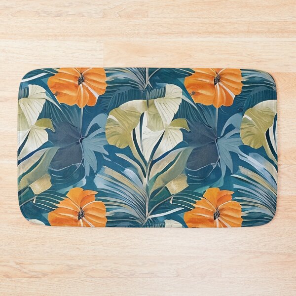 Item preview, Abstract Monstera Leaf with Van Gogh Style Leaves and Orange Flower Accent Pattern designed and sold by sunflowerlight.