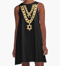 Jüdisches Chai Bling-Ketten-Chanukka-Festival des Licht-Juden A-Linien Kleid