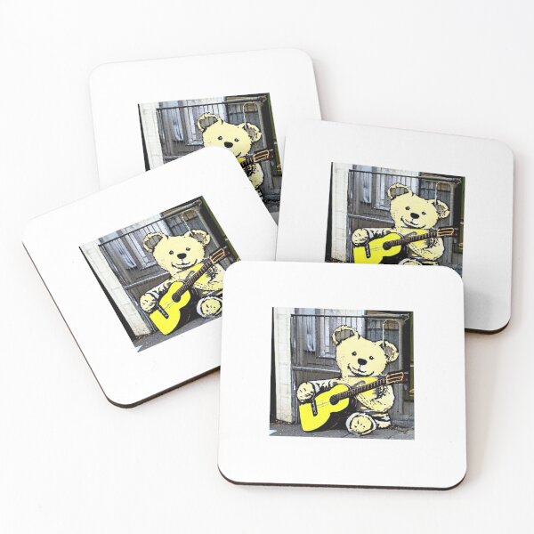 Item preview, Musician Teddy Bear playing an acoustic guitar | Banksy-inspired original street art stencil mural designed and sold by ArtworkbyEmmy.