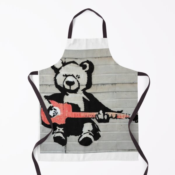 Item preview, Musician Teddy Bear playing an acoustic guitar | Banksy-inspired original street art stencil mural designed and sold by ArtworkbyEmmy.
