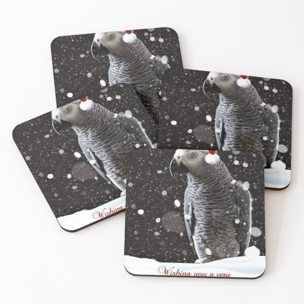 Item preview, Merry Christmas African Grey Parrot designed and sold by The-Best-Arts.