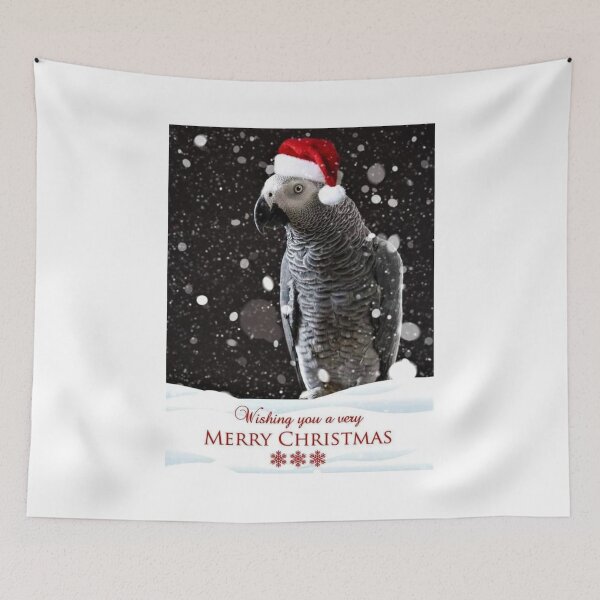 Item preview, Merry Christmas African Grey Parrot designed and sold by The-Best-Arts.