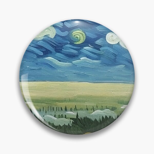 Item preview, Celestial Lights and Whirling Clouds Over the Mist Field Van Gogh Style Thick Brush Stroke Painting designed and sold by sunflowerlight.