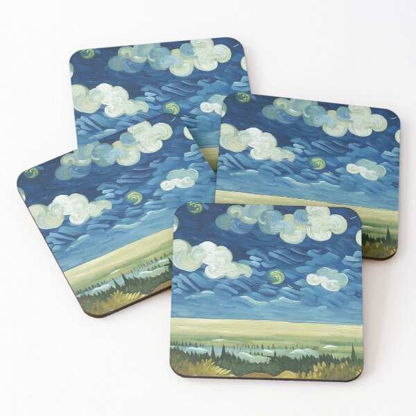 Item preview, Celestial Lights and Whirling Clouds Over the Mist Field Van Gogh Style Thick Brush Stroke Painting designed and sold by sunflowerlight.