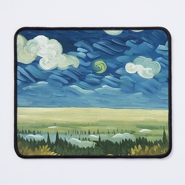 Item preview, Celestial Lights and Whirling Clouds Over the Mist Field Van Gogh Style Thick Brush Stroke Painting designed and sold by sunflowerlight.