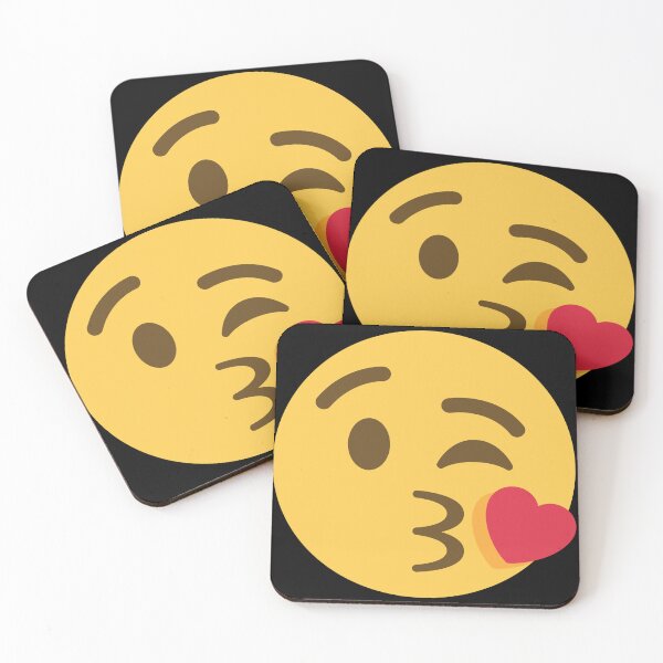 Aperçu de l'œuvre Happy Face Emoji soufflant des baisers avec des lèvres de coeur créée et vendue par PrintPortal.