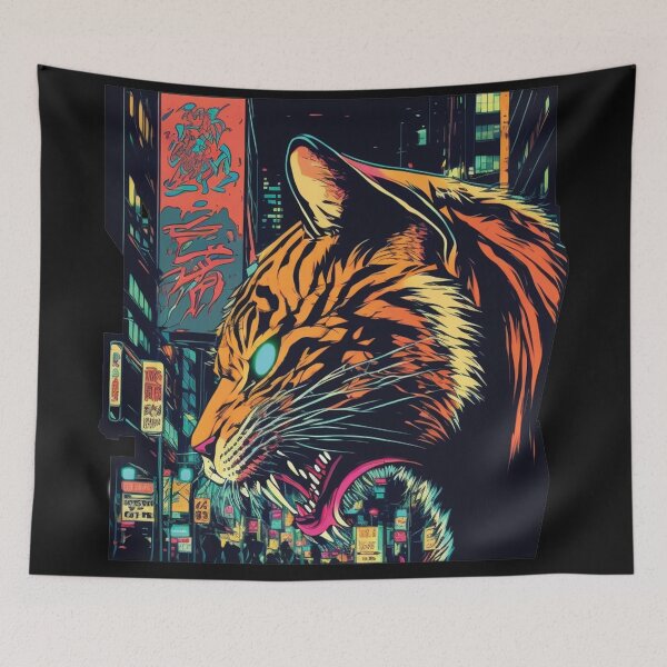 Item preview, Cyberpunk neon Tiger #3 designed and sold by PhiloSophyEye.