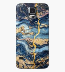 Gold Blu Marmor Hülle & Klebefolie für Samsung Galaxy