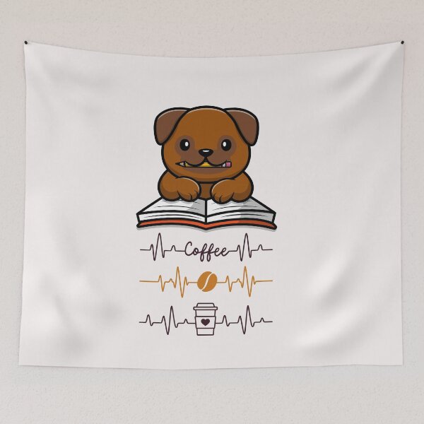 Item preview, Dog Book And Coffee designed and sold by ZubiyaArt.