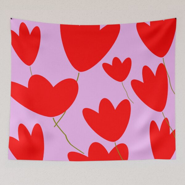 Item preview, Flores rojas sobre lavanda designed and sold by PrettyViews.