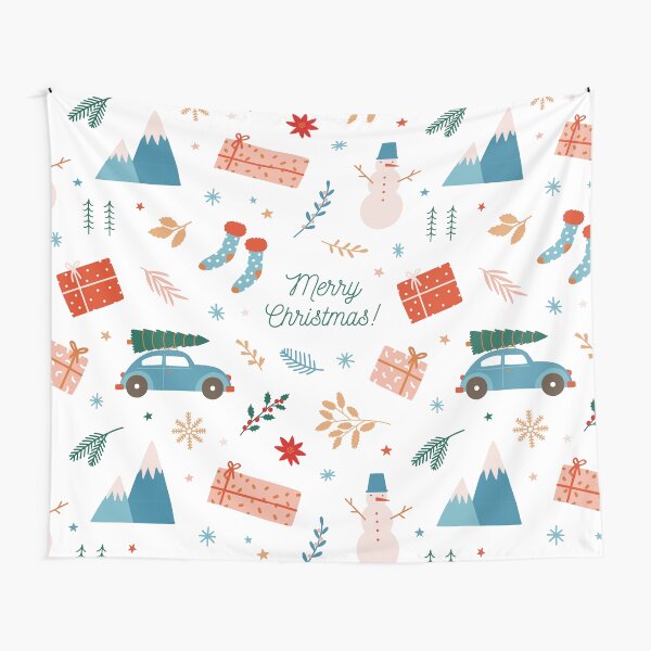 Merry Christmas Seamless Pattern Tapestry