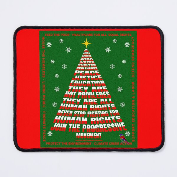 Artikelvorschau, PMD00203 Progressive Movement Designs Weihnachtsbaum der Menschenrechte auf Grün mit regenbogenfarbenem Vogel für Progressive entworfen und verkauft von ProgressiveLeft.