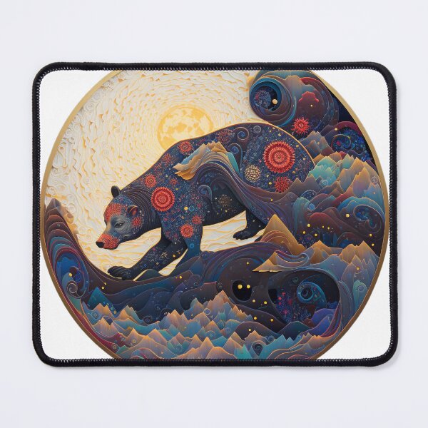 Item preview, Bear is fishing in a sea of stars in a circular design designed and sold by Happy1-2.