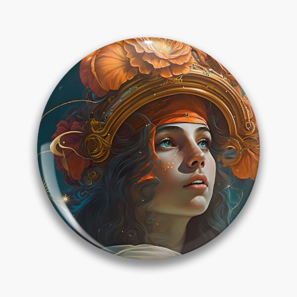 Item preview, Girl with orange roses and a planet behind her designed and sold by Tuko Designs.