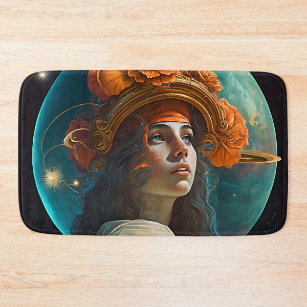 Item preview, Girl with orange roses and a planet behind her designed and sold by Tuko Designs.