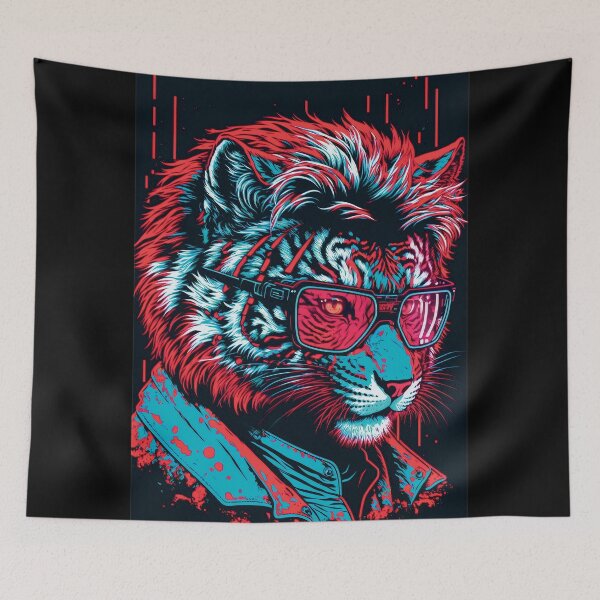 Item preview, Cyberpunk neon Tiger #5 designed and sold by PhiloSophyEye.
