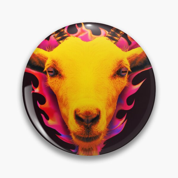 Item preview, Goats go to hell, horned goat with red flames designed and sold by mirrorimages.