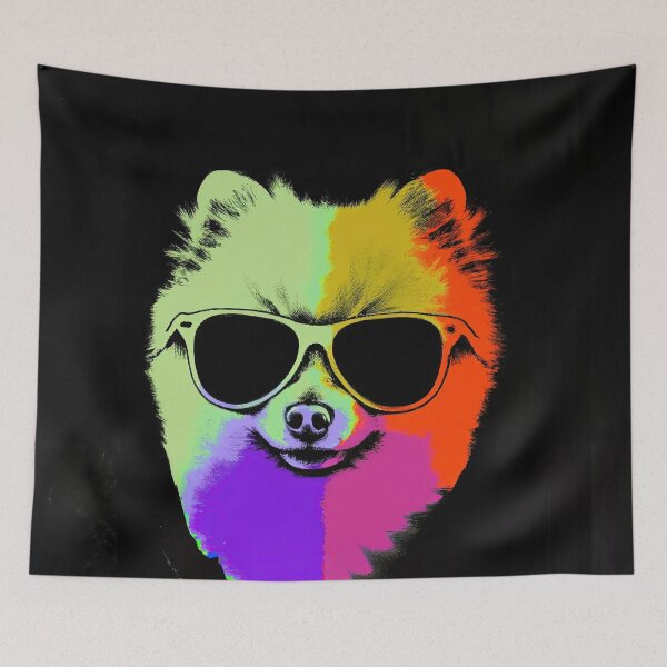 Item preview, Pomeranian wearing sunglasses in style of an Andy Warhol print designed and sold by AIK9Artwork.