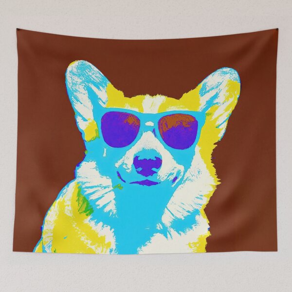 Item preview, Pembroke Welsh Corgi wearing sunglasses in style of an Andy Warhol print designed and sold by AIK9Artwork.