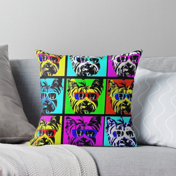 Item preview, Yorkshire Terriers wearing sunglasses in style of an Andy Warhol print designed and sold by AIK9Artwork.