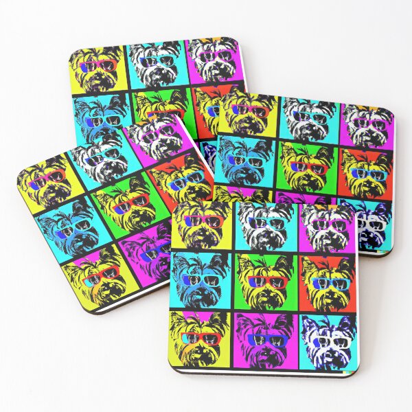 Item preview, Yorkshire Terriers wearing sunglasses in style of an Andy Warhol print designed and sold by AIK9Artwork.