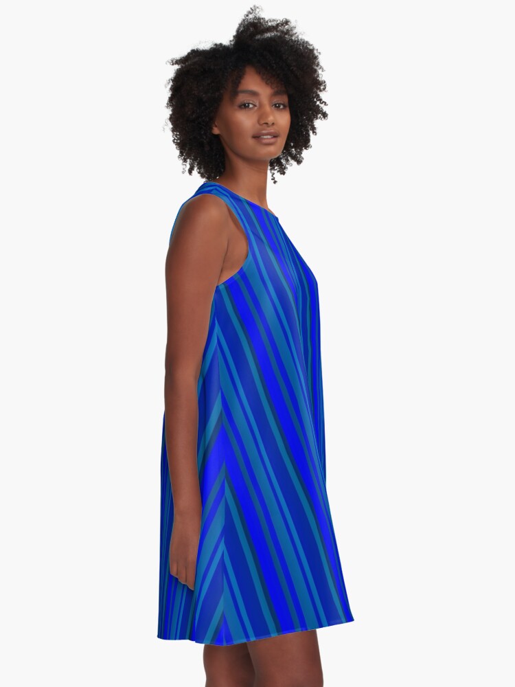 Royal blue color palette line pattern, Royal blue color scheme A-Line  Dress for Sale by lausn
