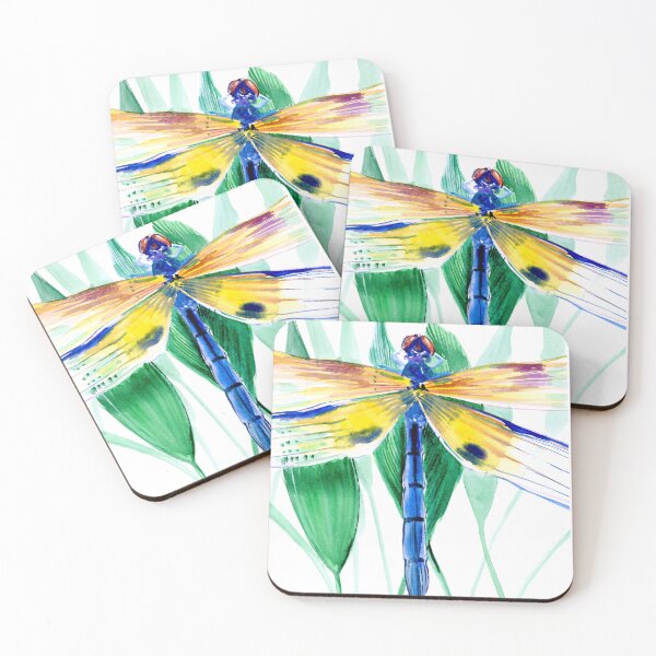Item preview, Dargonly, Blue, Turquoise, Yellow bright colored dragonfly home decor designed and sold by surenart.