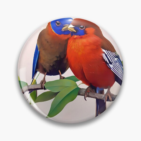 Item preview, Colorful Birds In Love Couple, Birds Kissing, Valentines Day Gift designed and sold by TMelonShop.
