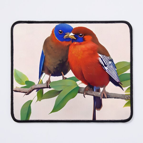 Item preview, Colorful Birds In Love Couple, Birds Kissing, Valentines Day Gift designed and sold by TMelonShop.