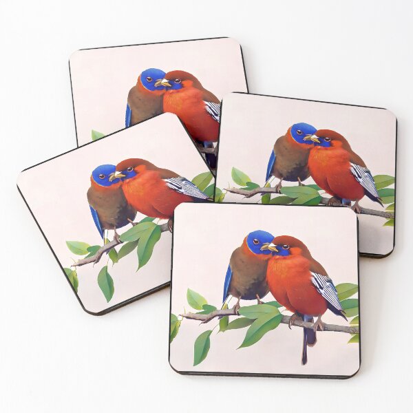 Item preview, Colorful Birds In Love Couple, Birds Kissing, Valentines Day Gift designed and sold by TMelonShop.