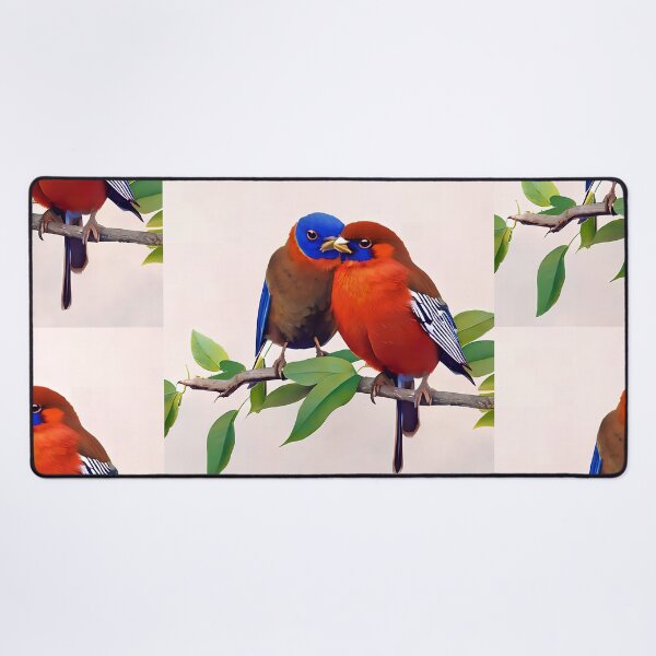 Item preview, Colorful Birds In Love Couple, Birds Kissing, Valentines Day Gift designed and sold by TMelonShop.