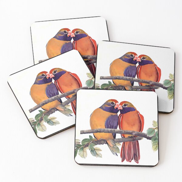 Item preview, Colorful Birds Kissing Eachother, Loving Birds, Valentines Day Gift designed and sold by TMelonShop.