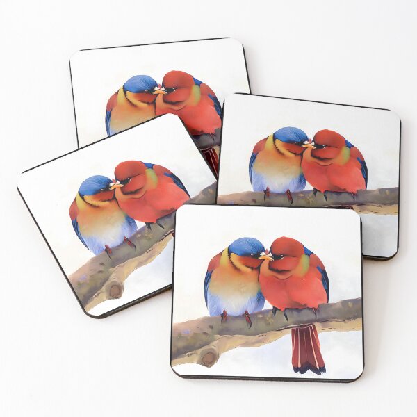 Item preview, Colorful Birds In Love, Cute Birds Kiss, Valentines Day Gift designed and sold by TMelonShop.