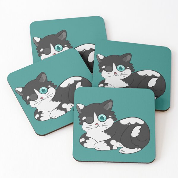 Item preview, black and white cat with green eyes designed and sold by Mirumix9.