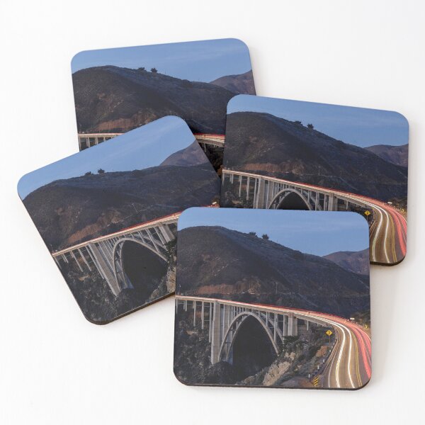 Item preview, Car light trails illuminating Bixby Creek Bridge designed and sold by yhelfman.