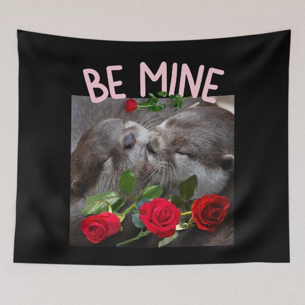 Item preview, Be Mine Sweet Otters With Roses Valentine Design designed and sold by EarthArtDesigns.