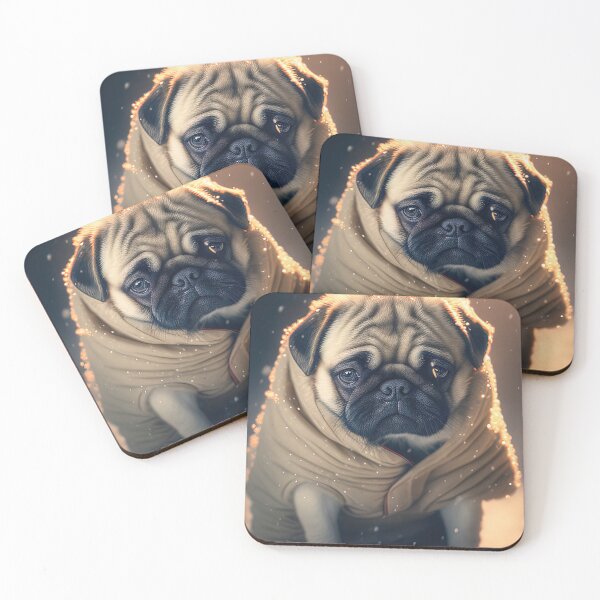 Item preview, Cute pug dog waiting for owner in the snow illustration designed and sold by RK - Shop.