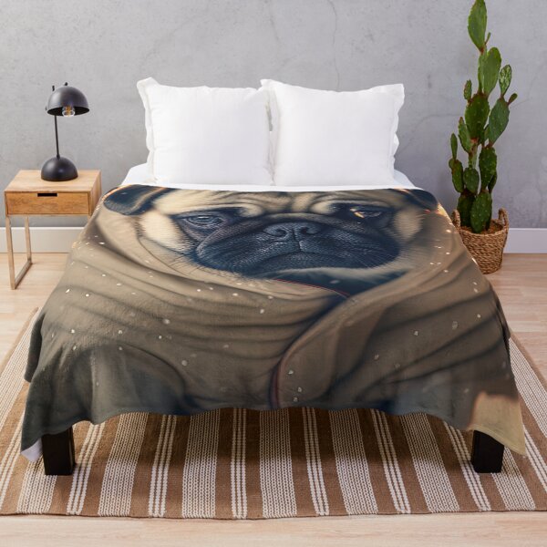 Item preview, Cute pug dog waiting for owner in the snow illustration designed and sold by RK - Shop.