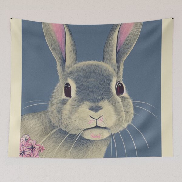 Item preview, Floral Blue Greyish Fuzzy Lop Cute Bunny Mom designed and sold by wigobun.